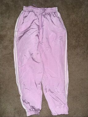 adidas Lilac Joggers with White Stripes